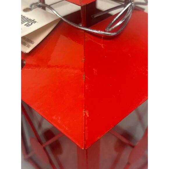 Pier 1 Imports Red Glass Metal Hanging Free Standing Small Lantern - Picture 6 of 11